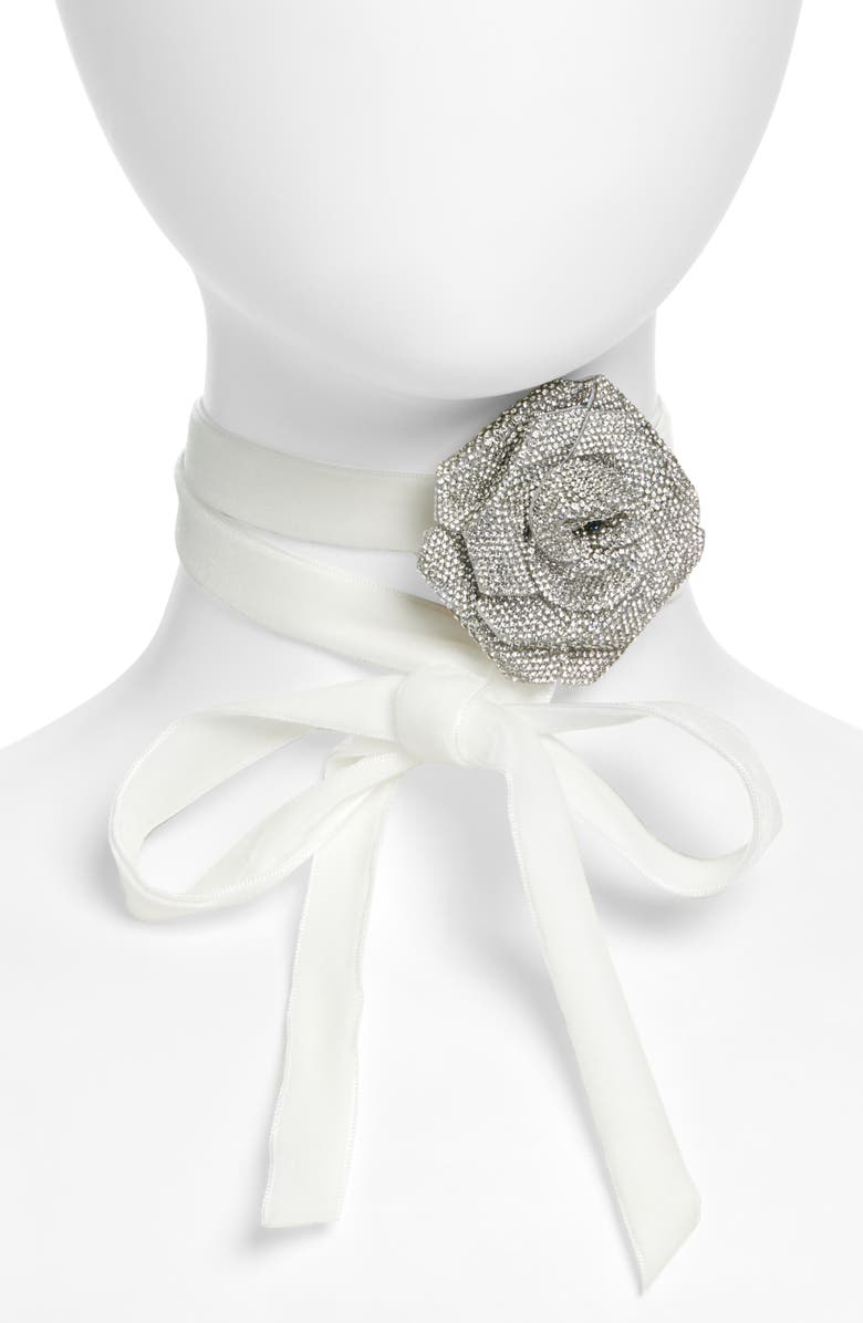 Lele Sadoughi Rose Pavé Crystal Choker Necklace, Main, color, 