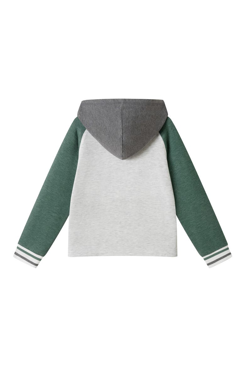 Kids' Raglan Long Sleeve Hooded T-Shirt, Alternate, color, WHITE/GREEN