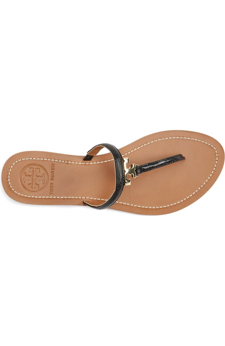 Tory Burch 'T' Logo Leather Thong Sandal, Alternate, color,