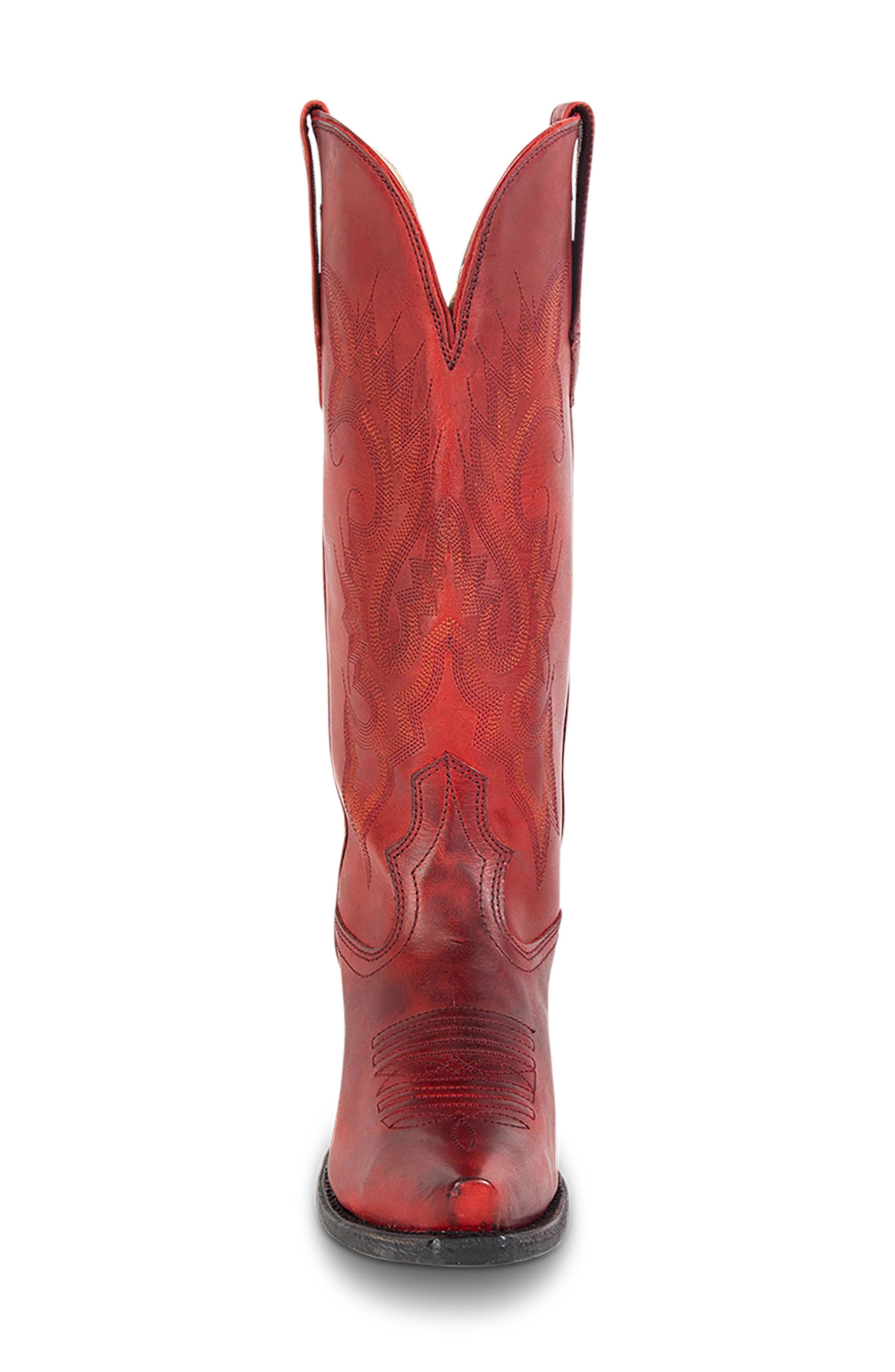 Woodland Leather Western Boot, Alternate, color, RED