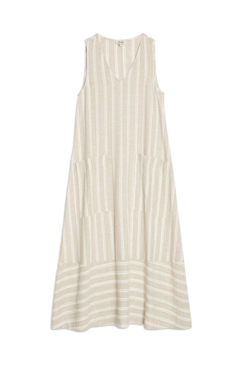 V-Neck Stripe Maxi Dress, Alternate, color, Cream