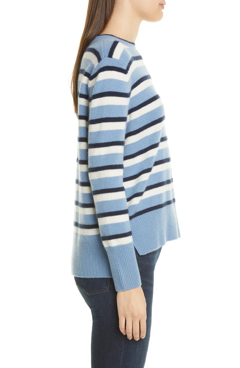 Nordstrom Signature Stripe Cashmere High/Low Sweater, Alternate, color, 