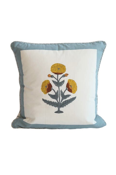 Poppy Blockprint Pillow - Cover Only