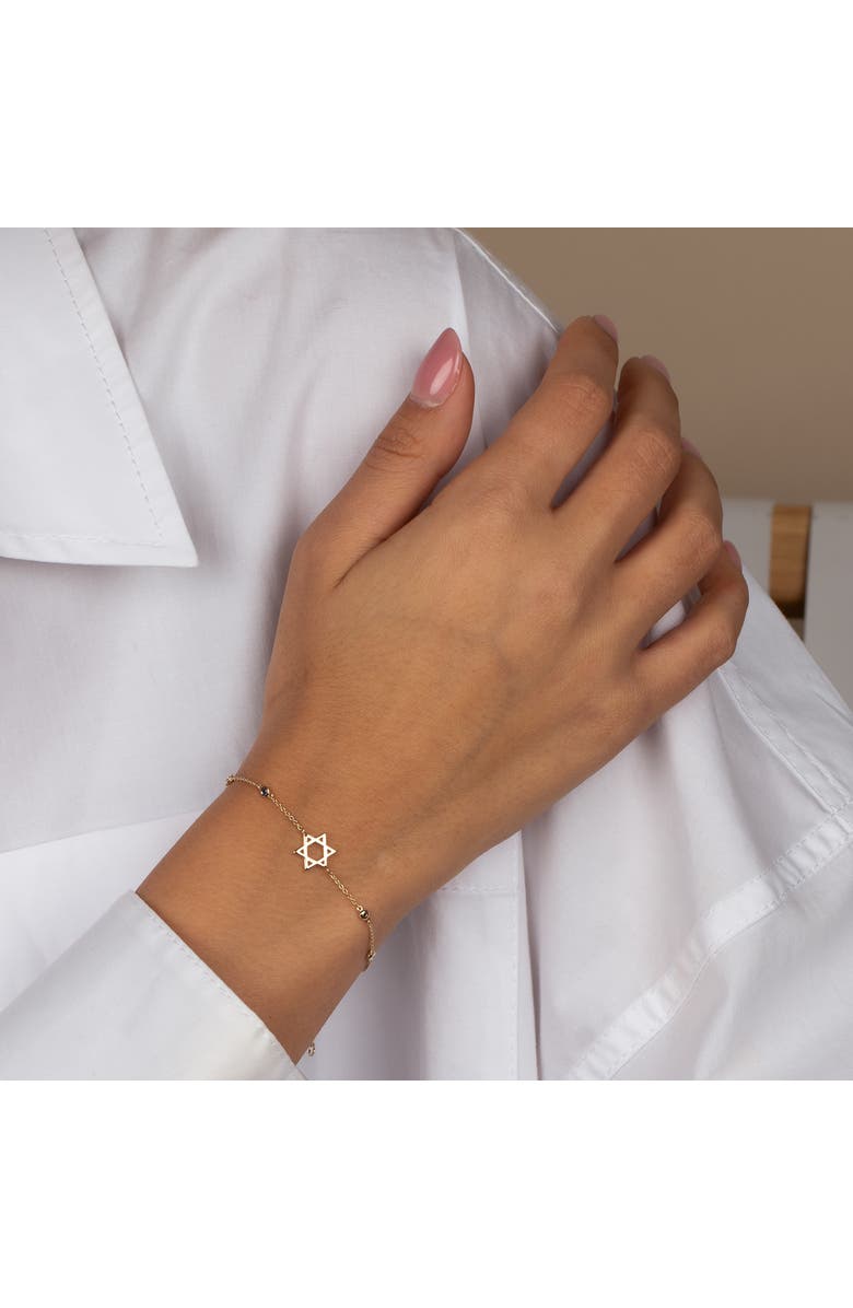 BY ADINA EDEN Sapphire Blue Bezel Star Of David Bracelet 14K, Alternate, color,