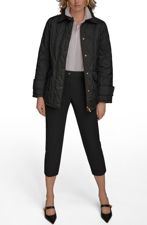 Donna Karan New York Water Resistant Quilted Barn Jacket In Black