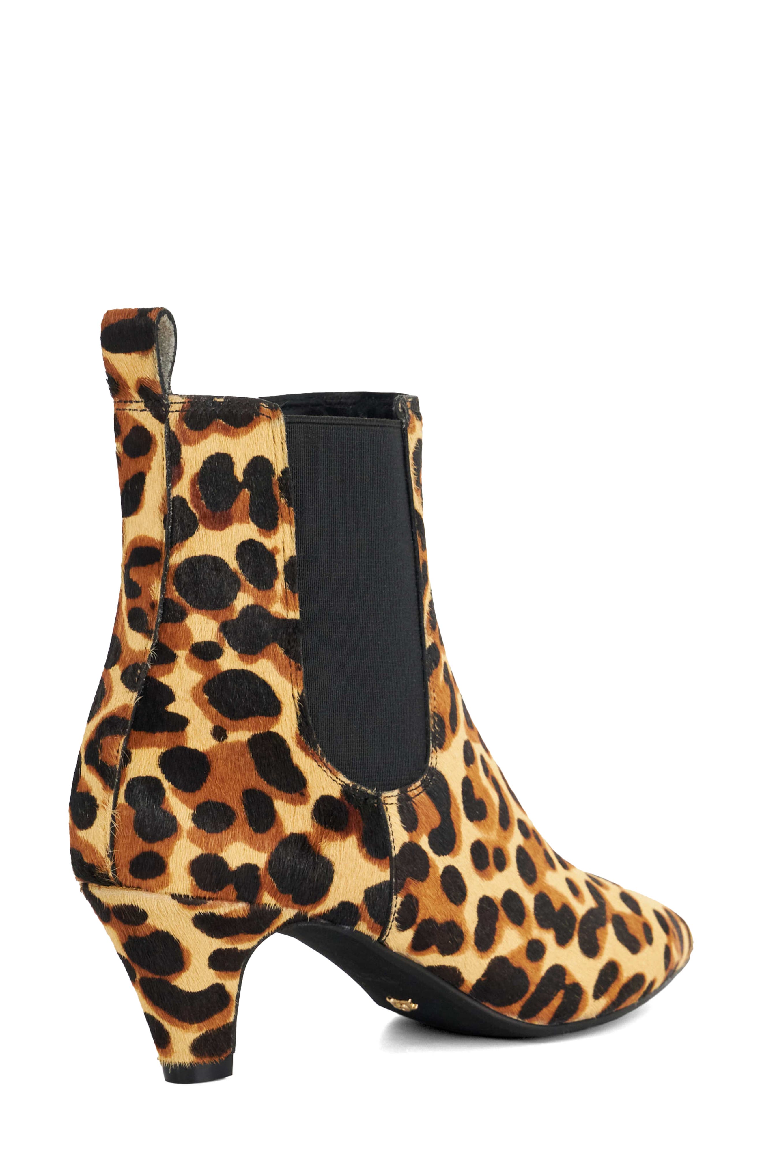Dune London Obvious Genuine Calf Hair Pointed Toe Chelsea Boot, Alternate, color, Leopard Calf Hair