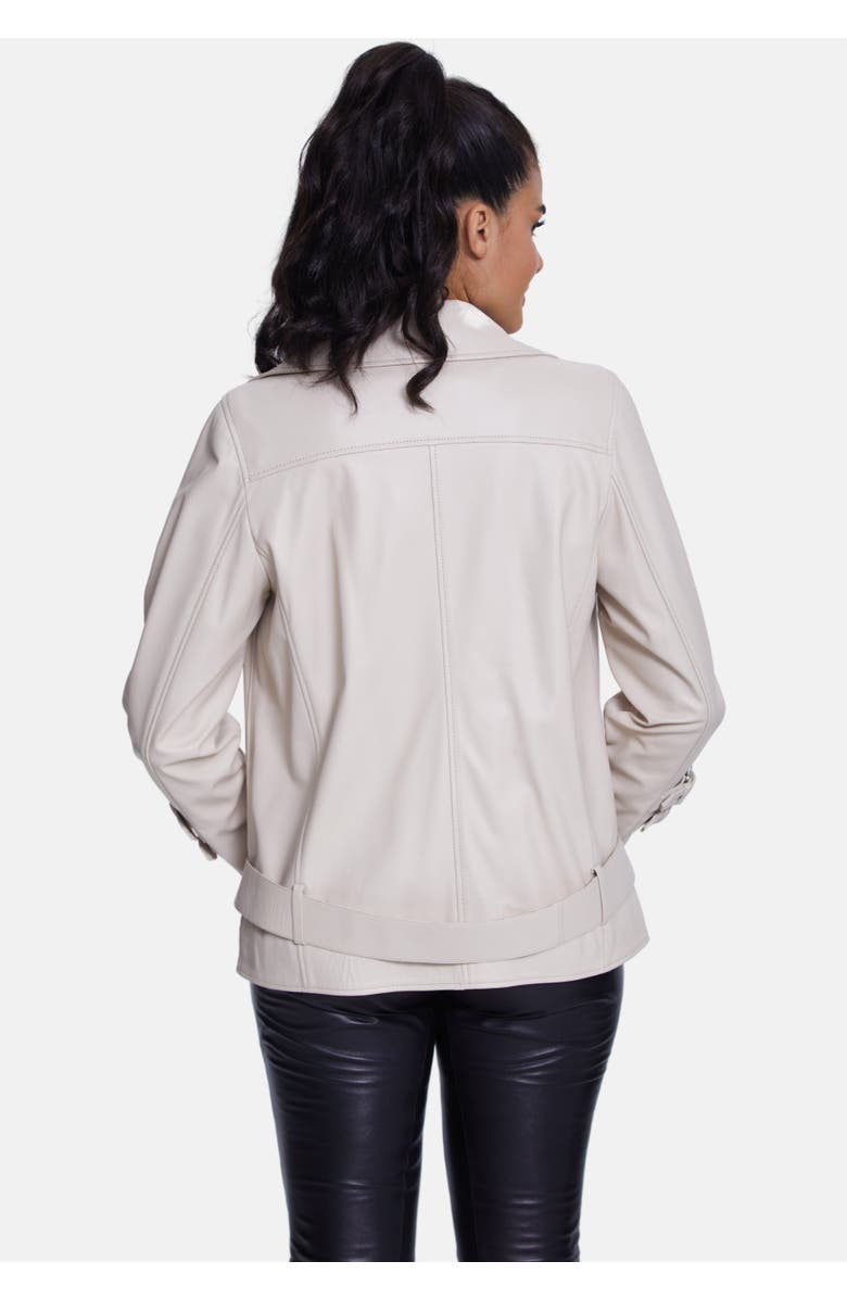 Furniq UK Harriet Leather Jacket, Alternate, color, Beige