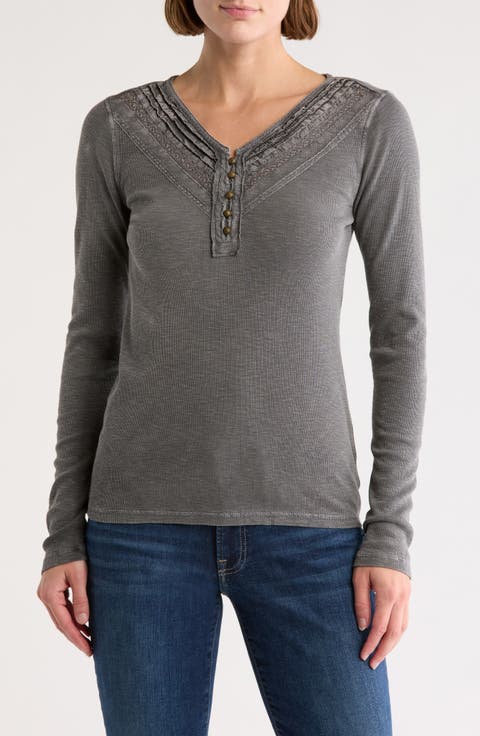 Lace Trim Henley