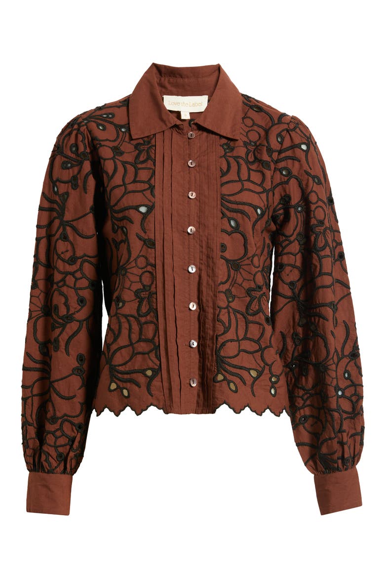 Abigail Long Sleeve Embroidered Top, Main, color, BROWNSTONE EMBROIDERY