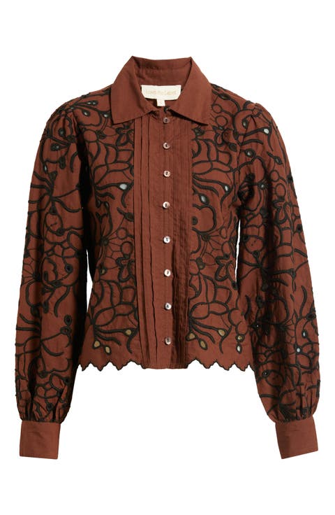 Abigail Long Sleeve Embroidered Top