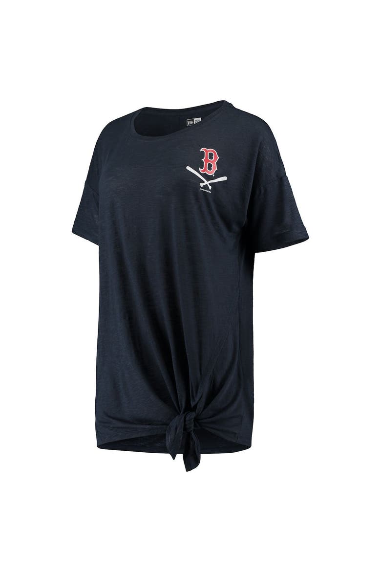 Women's New Era Navy Boston Red Sox Slub Jersey Scoop Neck Side Tie T-Shirt, Alternate, color, Navy