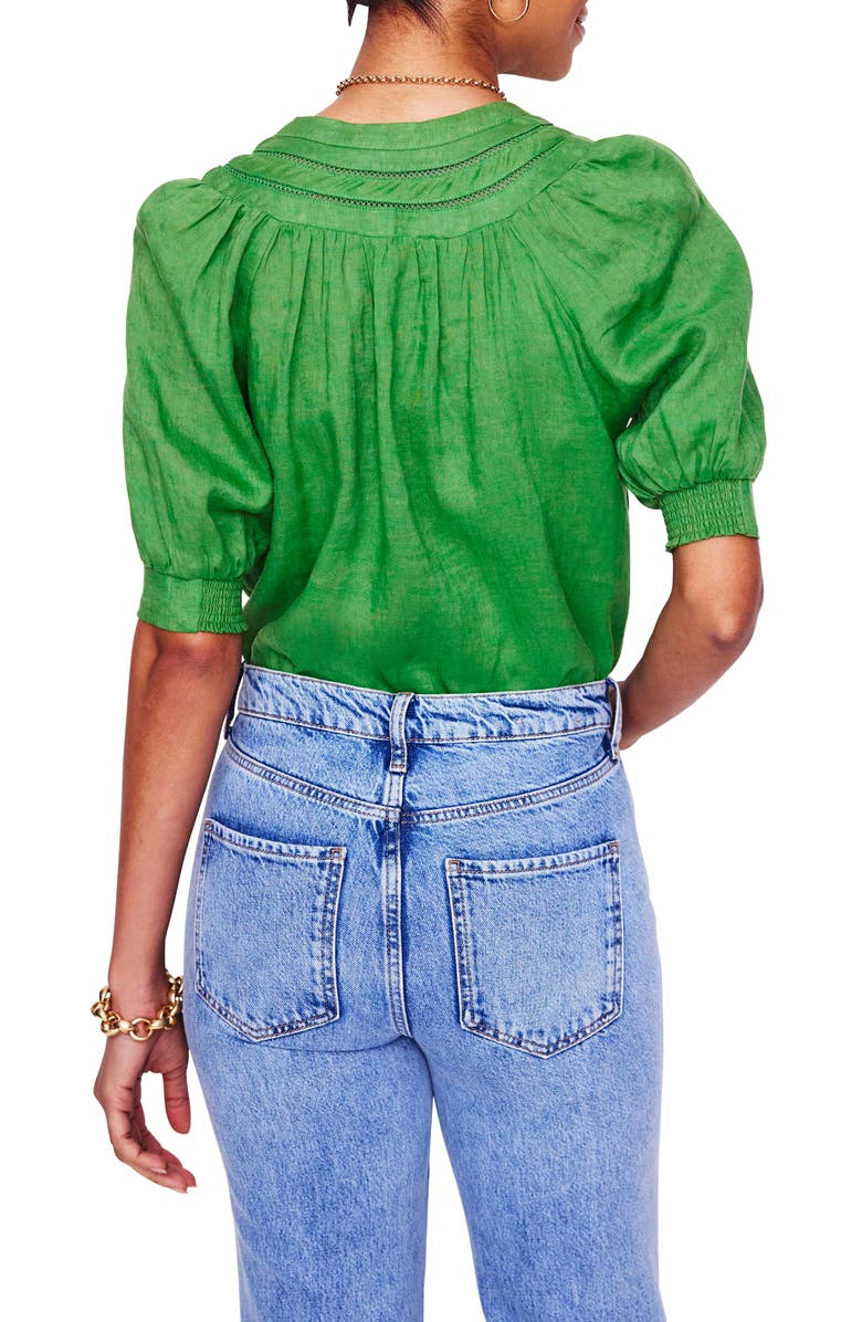 Boden Stitched Yoke Linen Top, Alternate, color, 