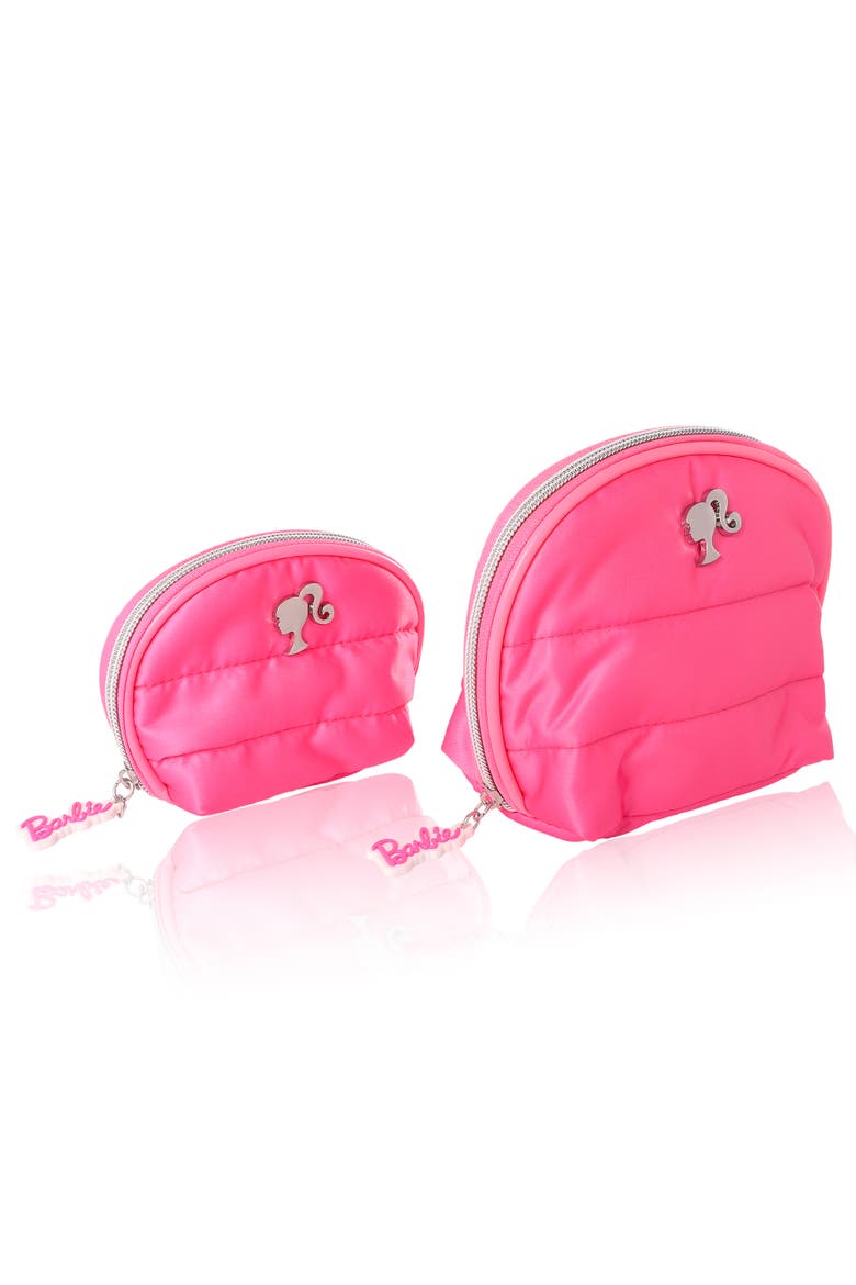 Pink Quilted Makeup Bag Set, Large and Small, Alternate, color, Pink