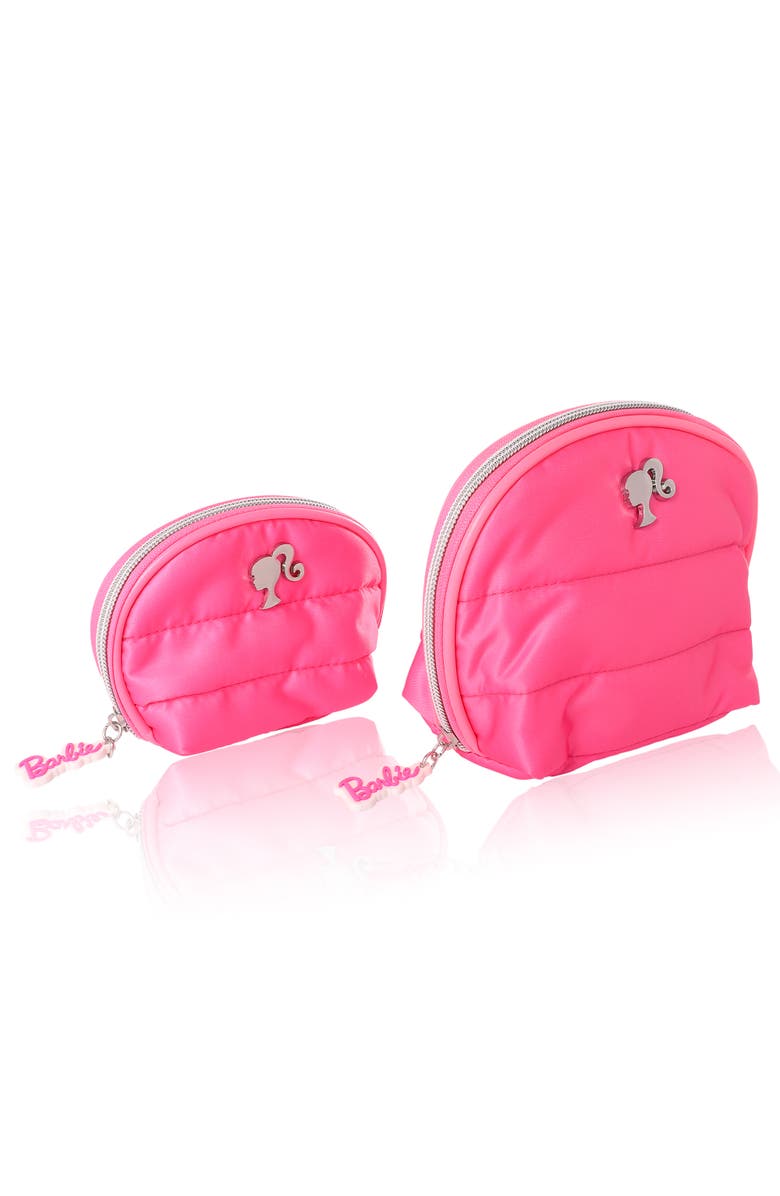 Barbie Pink Quilted Makeup Bag Set, Large and Small, Alternate, color, Pink