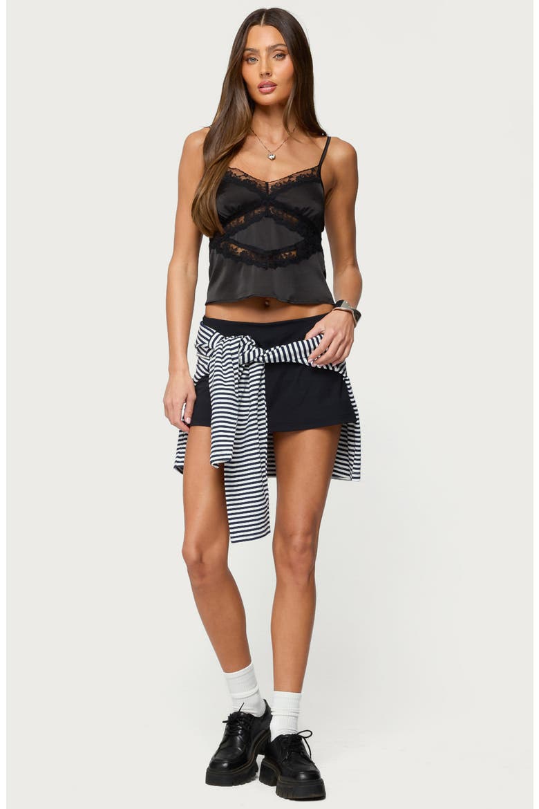 Tamar Satin & Lace Camisole, Alternate, color, BLACK