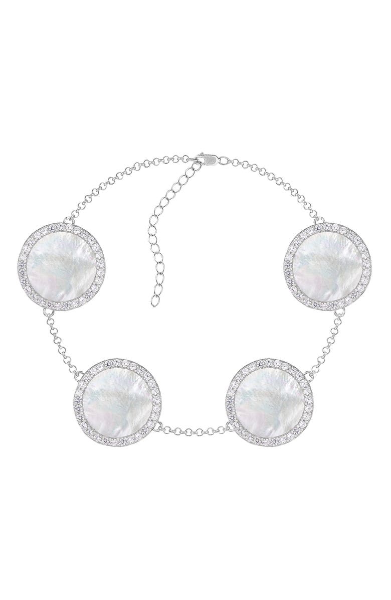 SPLENDID PEARLS Mother-of-Pearl & CZ Round Station Bracelet, Main, color, 
