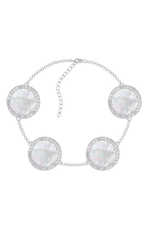 Mother-of-Pearl & CZ Round Station Bracelet