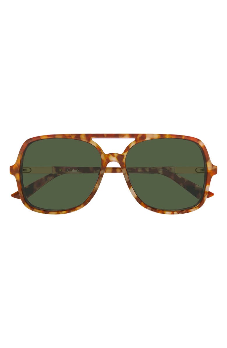 Chloé 57mm Navigator Sunglasses, Main, color, Shiny Havana Red Spot Beige