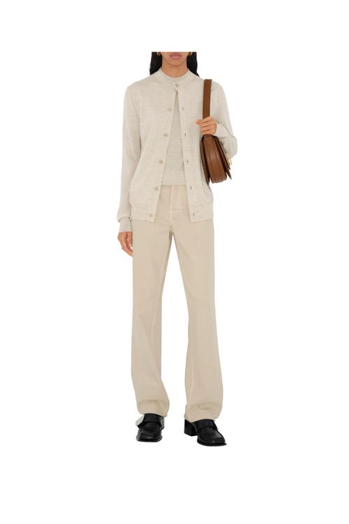 Burberry Long-sleeved Knitted Cardigan In Nutmeg