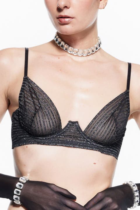 Silvery Bra - Lace Underwire Demi Bra