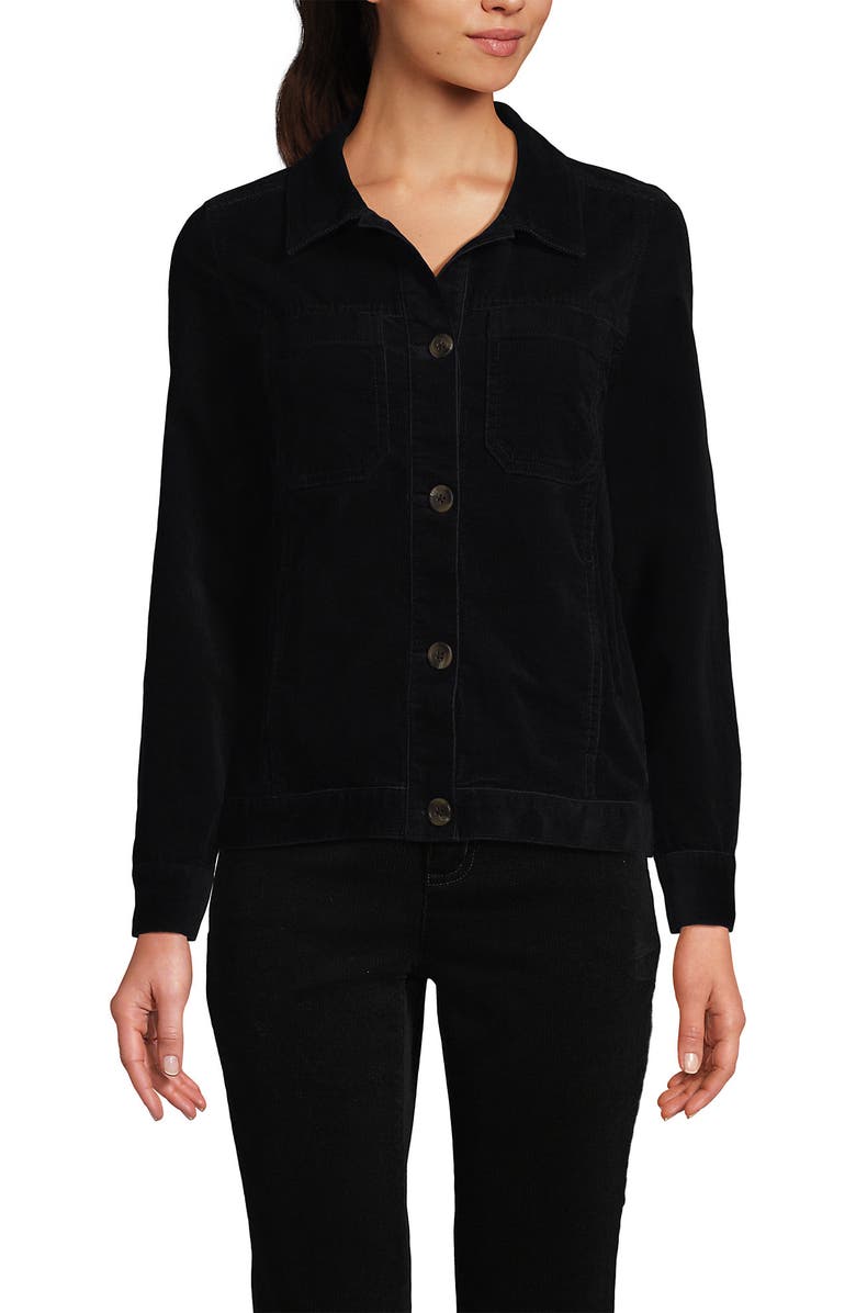 Lands' End Corduroy Cropped Button Front Jacket, Main, color, 