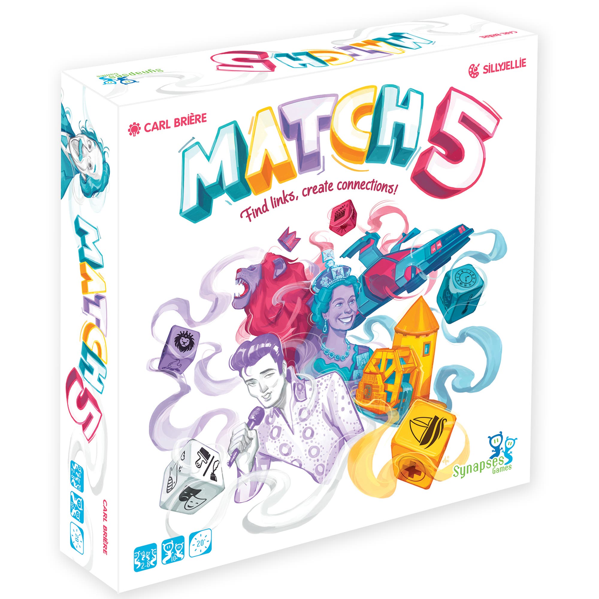 Synapses Games Match 5 Family Board Game Word Association and Dice Game in Multicolored 