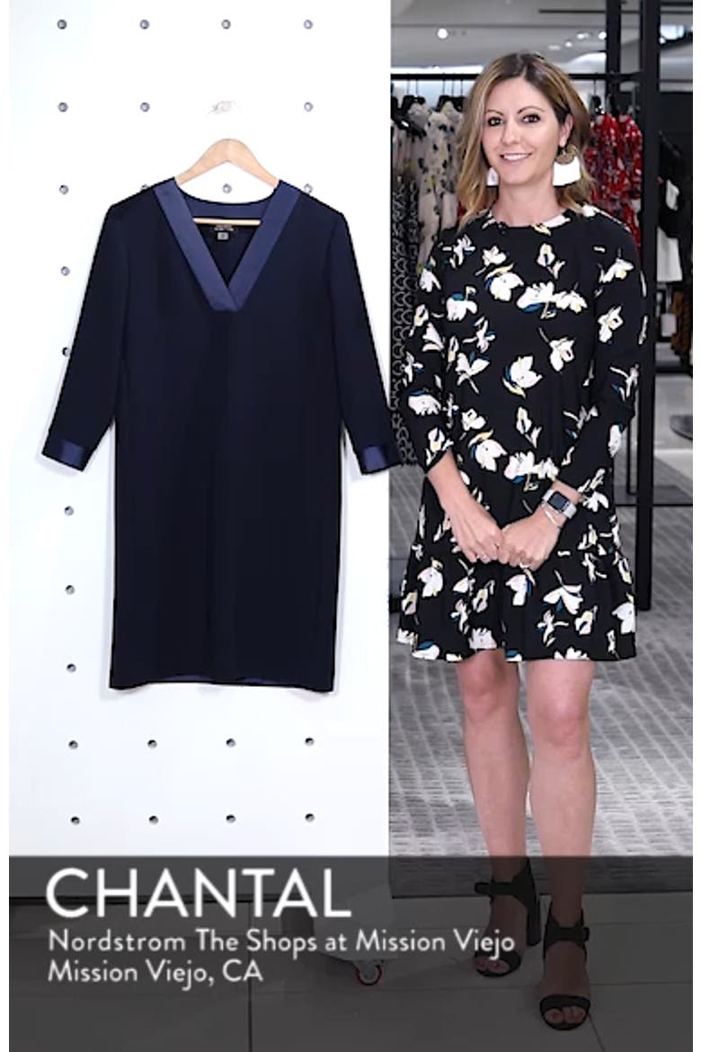 Satin Trim Crepe Shift Dress video
