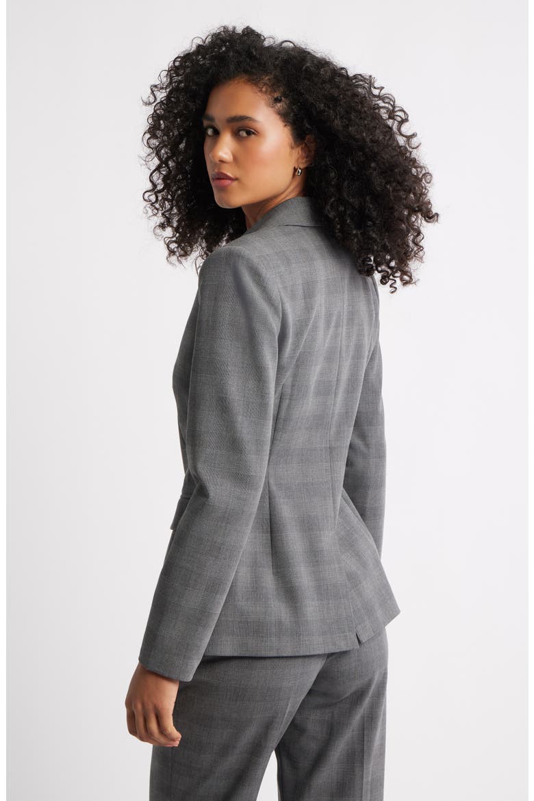 The Icon Fitted Single Breasted Blazer, Alternate, color, GREY GLEN PLAID