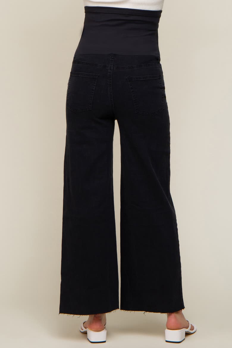 Wide Leg Raw Hem Maternity Jeans, Alternate, color, Black