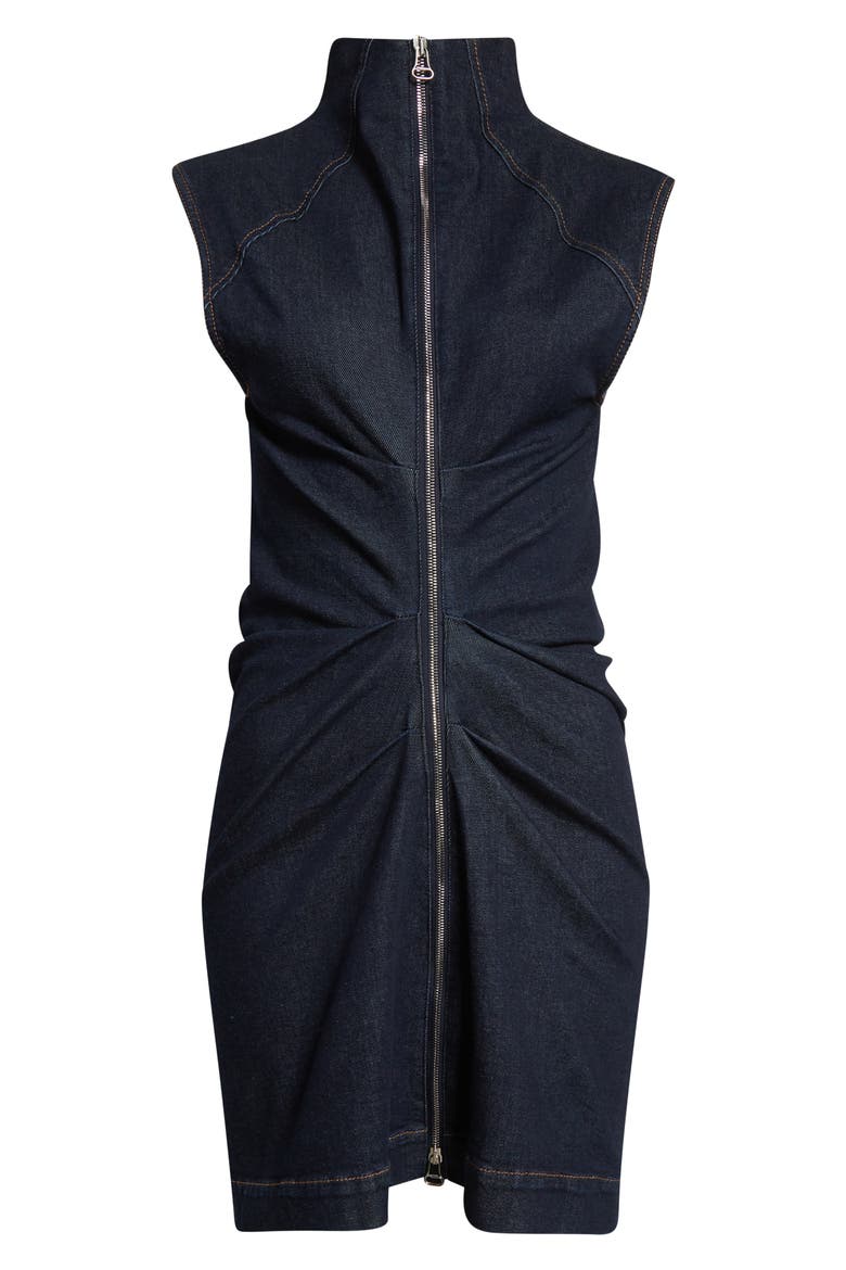 Cerea Full Zip Ruched Denim Dress, Alternate, color, MIDNIGHT BLUE