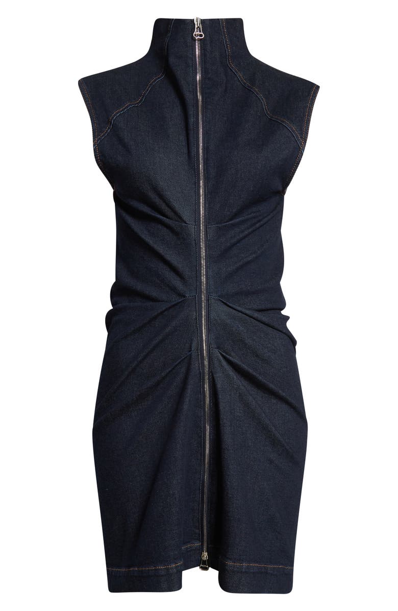 SPORTMAX Cerea Full Zip Ruched Denim Dress, Alternate, color, Midnight Blue
