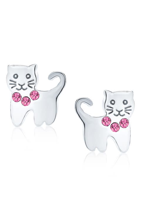 Mini Crystal Kitty Stud Earrings