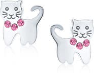 BLING JEWELRY Mini Crystal Kitty Stud Earrings