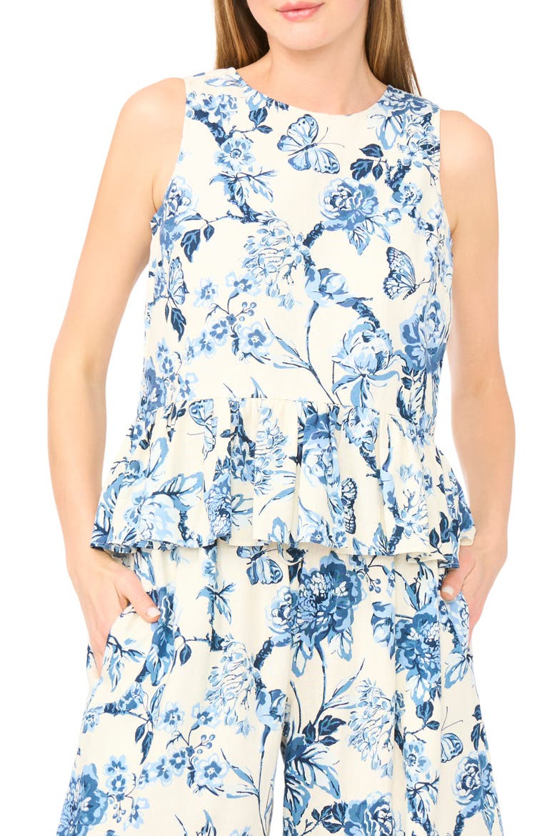 Print Peplum Top, Main, color, VANILLA ICE