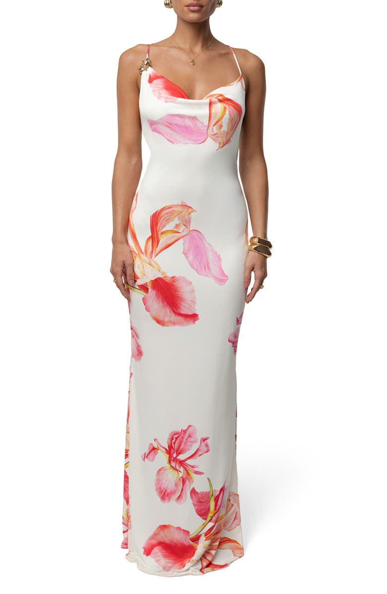 JLUXLABEL Sun Dream Floral Maxi Slipdress, Main, color, Ivory