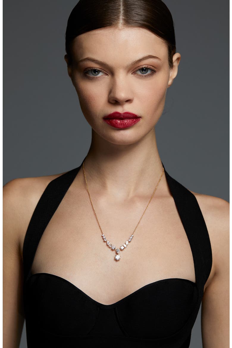 Beatrix Mixed Cubic Zirconia Frontal Necklace, Alternate, color, GOLD
