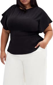 City Chic Cara Peplum Satin Top