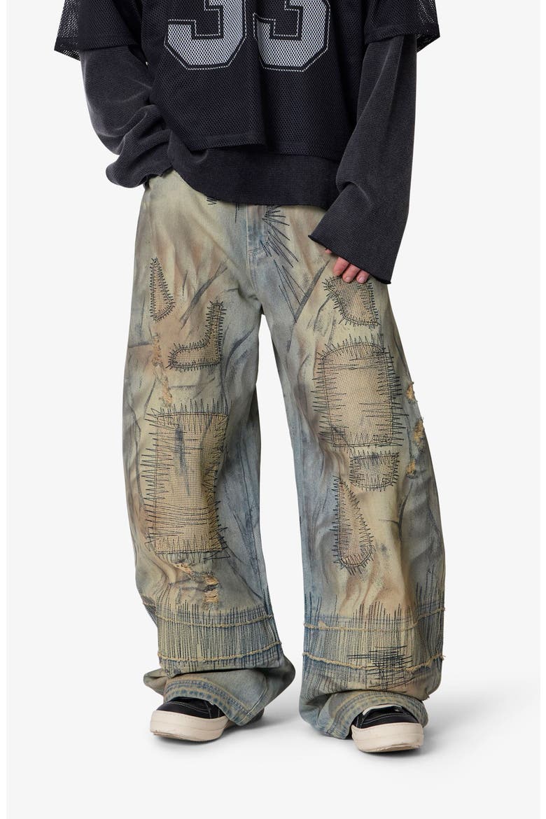 Stitched Barrel Jeans, Alternate, color, VINTAGE BLUE