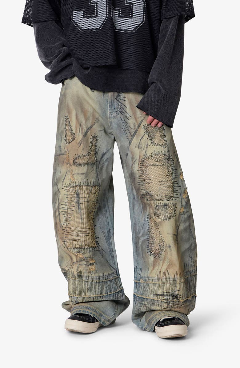 mnml Stitched Barrel Jeans, Alternate, color, Vintage Blue