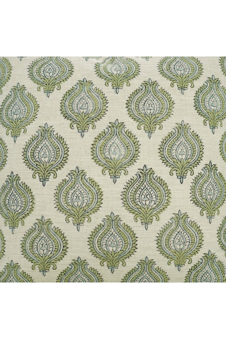 Uday Hand Block Printed Linen Blend Pillow Cover, Alternate, color, Green