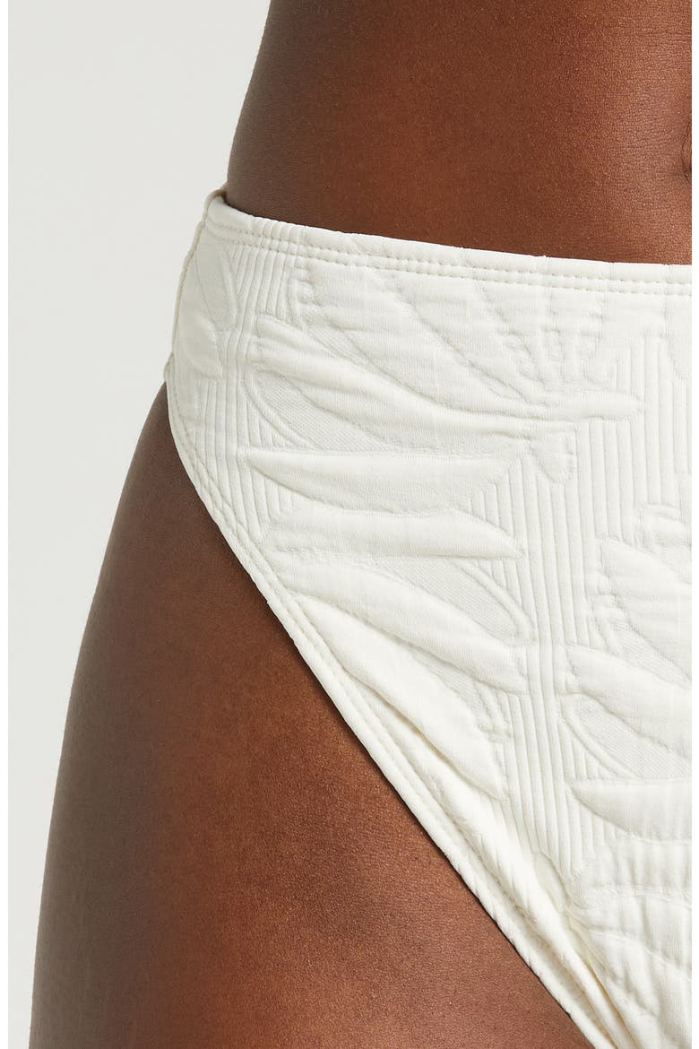 Banana Matelasse High Waist Bikini Bottoms, Alternate, color, OFF-WHITE