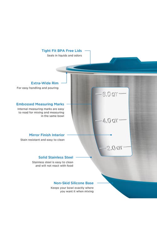 Viking 10-piece Stainless Steel Mixing Bowl Set With Lids In Teal