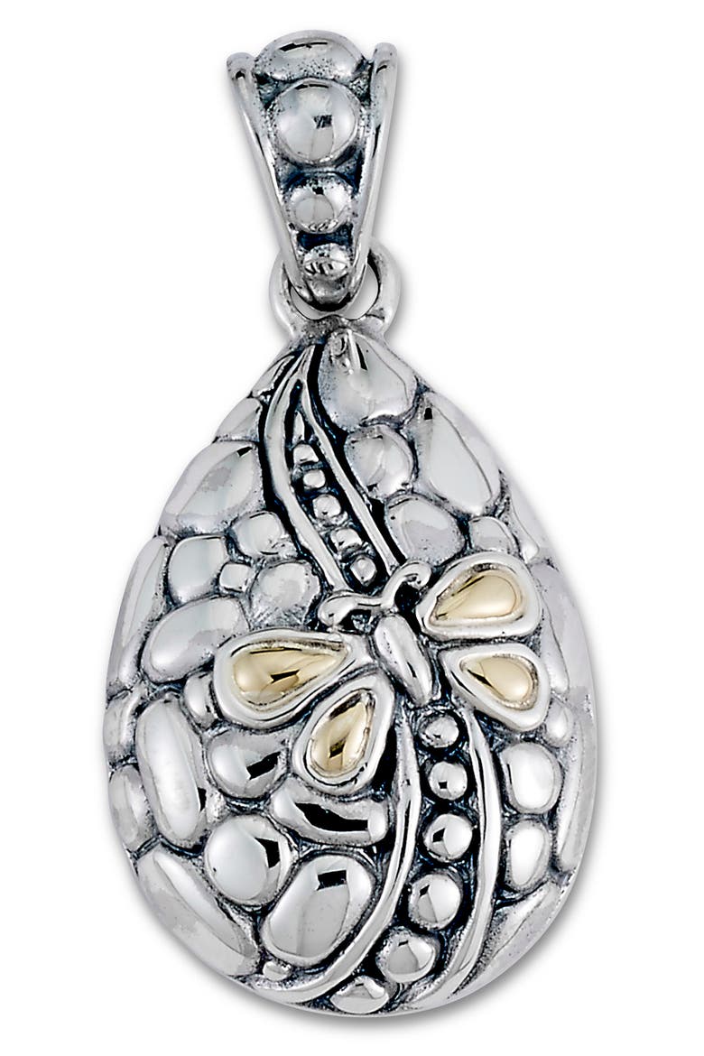 Sterling Silver & 18K Gold Butterfly Pendant, Main, color, SILVER AND GOLD