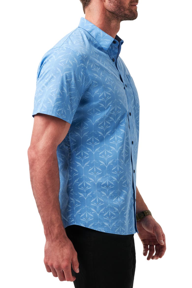 Canopy Breeze Floral Short Sleeve Stretch Cotton Blend Button-Up Shirt, Alternate, color, PACIFIC COAST