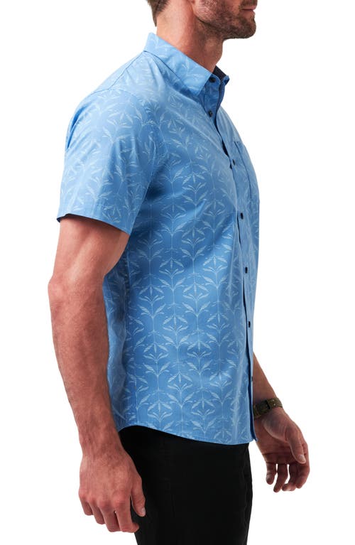 Travismathew Canopy Breeze Floral Short Sleeve Stretch Cotton Blend Button-up Shirt In Blue