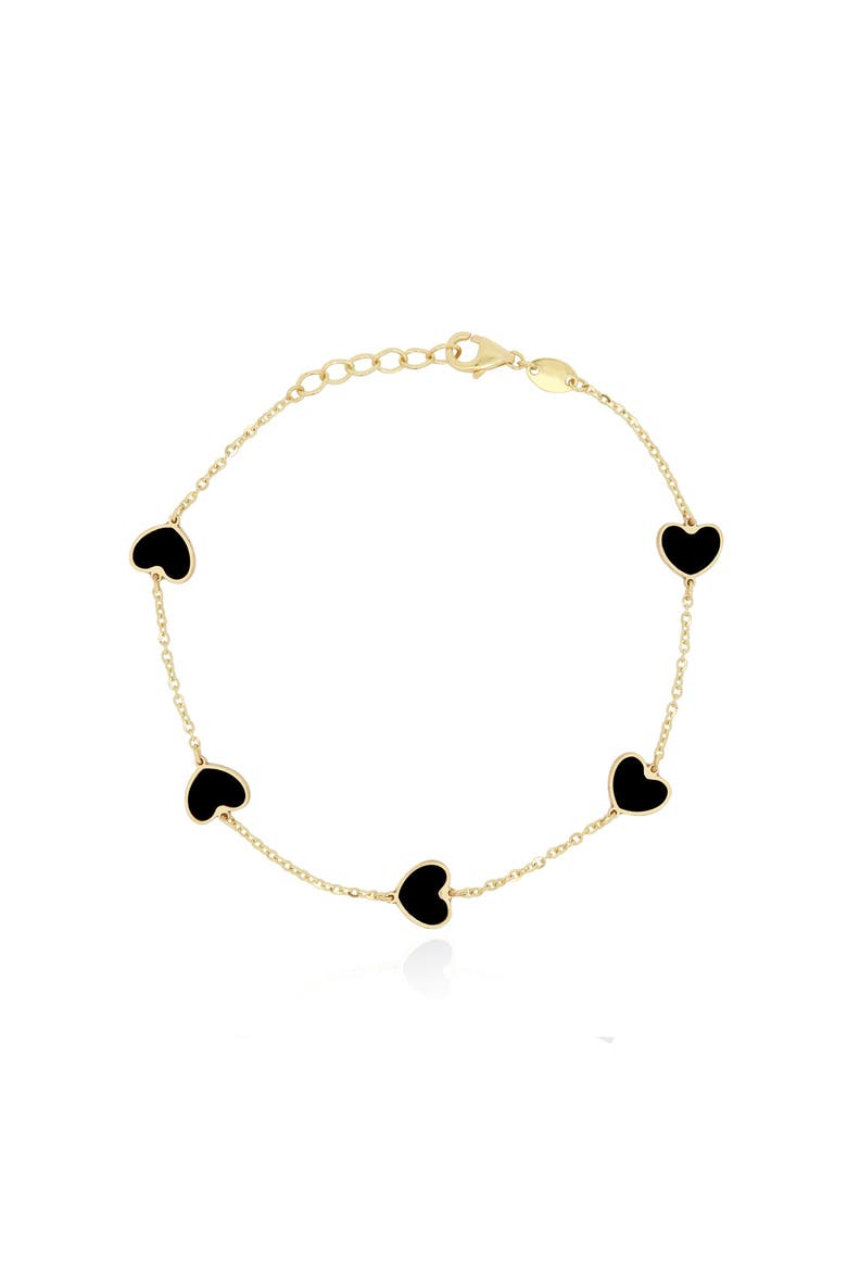 Onyx Heart Station Bracelet, Main, color, Onyx