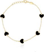 The Lovery Fine Jewelry Onyx Heart Station Bracelet