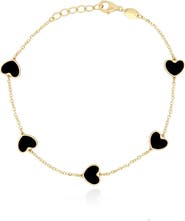 The Lovery Fine Jewelry Onyx Heart Station Bracelet