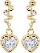 ATHRA LUXE Cubic Zirconia Bezel Heart Drop Earrings