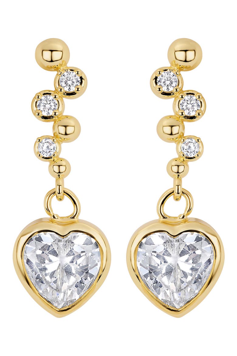 Cubic Zirconia Bezel Heart Drop Earrings video